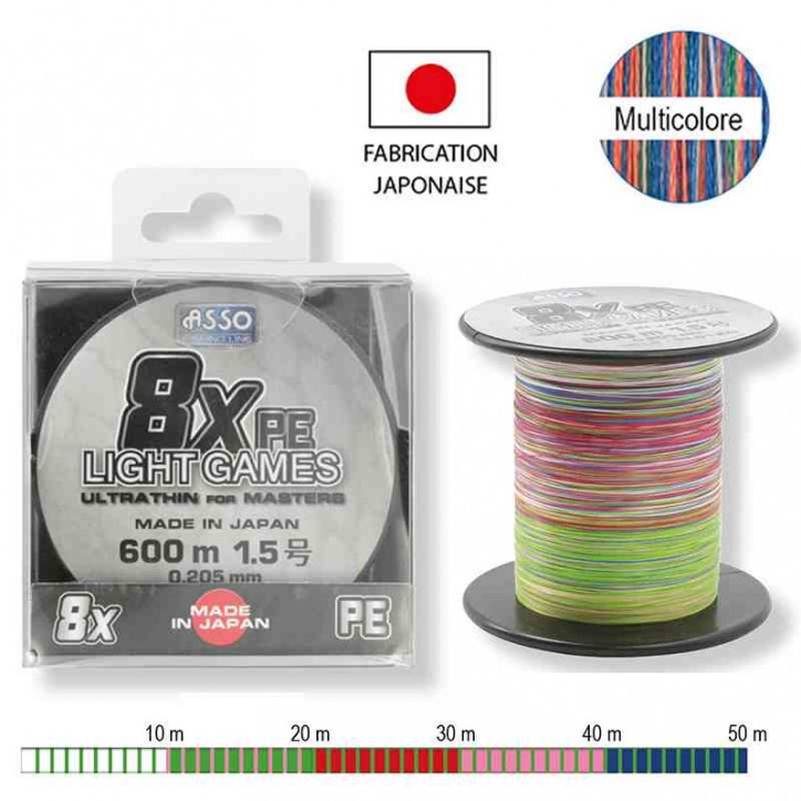 ASSO. Tresse LIGHT GAMES 8x PE Multicolore ASSO. Tresse LIGHT GAMES 8x PE Multicolore
