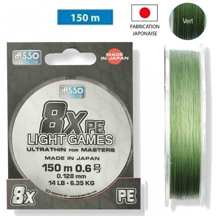 ASSO. Tresse LIGHT GAMES 8x PE Verte