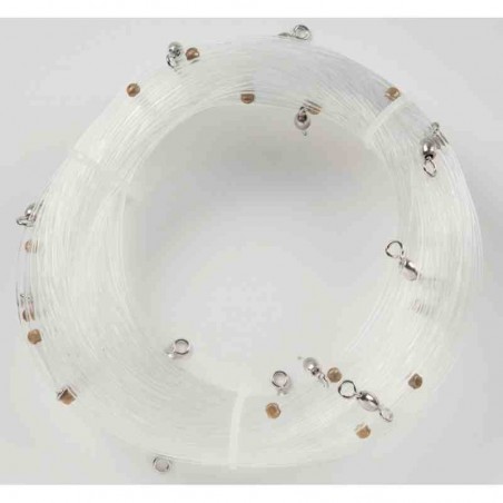 FLASHMER. Palangre Rototube de 30 émérillons en 140 centièmes et 30 Hameçons 3/0