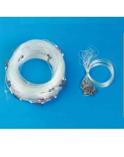 FLASHMER. Palangre de 30 Émerillons Perles Bleues en 120 Centièmes + 30 Hameçons Inox 2/0